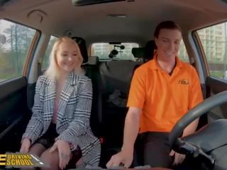 Fake Driving School Blonde Marilyn Sugar in Black Stockings adult video in Car